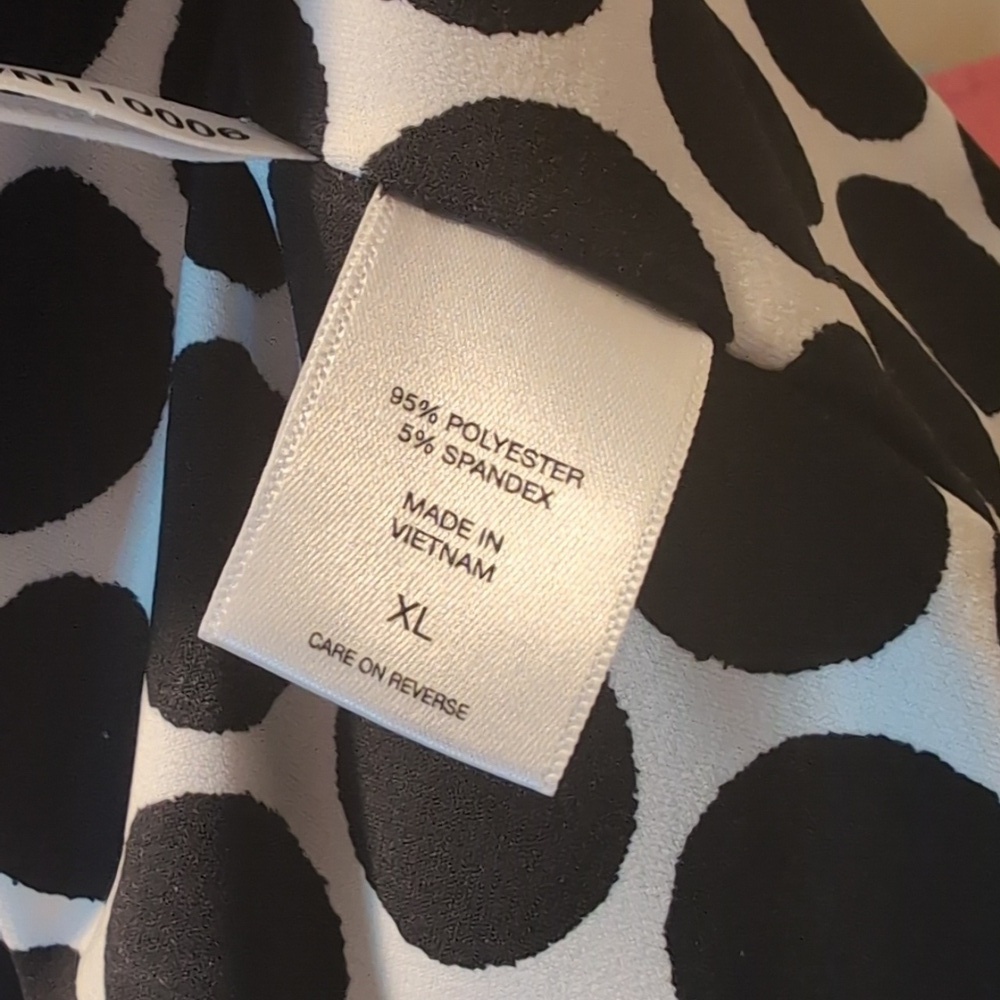 New York & Company Black and White Polka Dot Stretch Dress Cap Sleeve XL - Picture 11 of 13